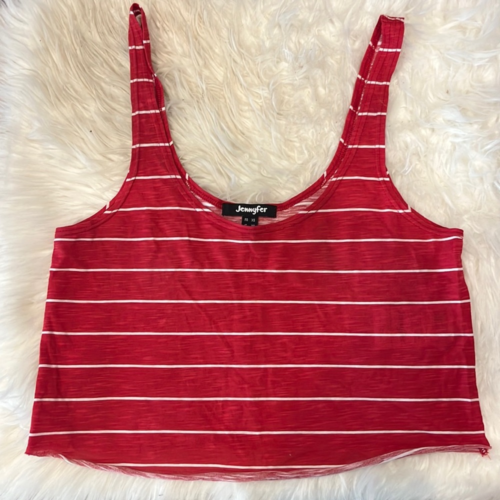 Red and White Striped Crop Tank